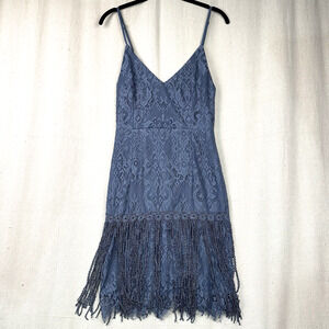 TWO SISTERS | Women's Dress Blue Fringes Spaghetti Straps Size 6 Small Junior